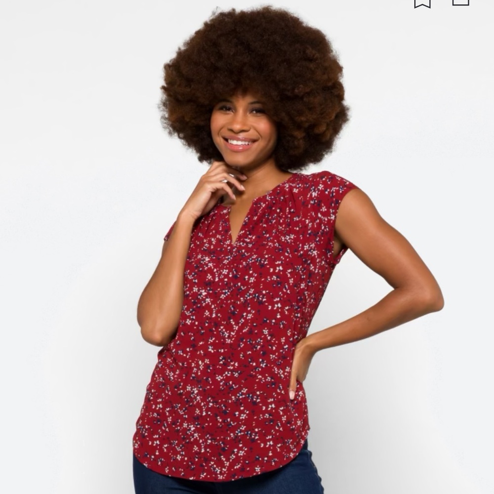 👚Morey Split Neck Short Sleeve Blouse (floral) - 41 Hawthorn - Stitch Fix
